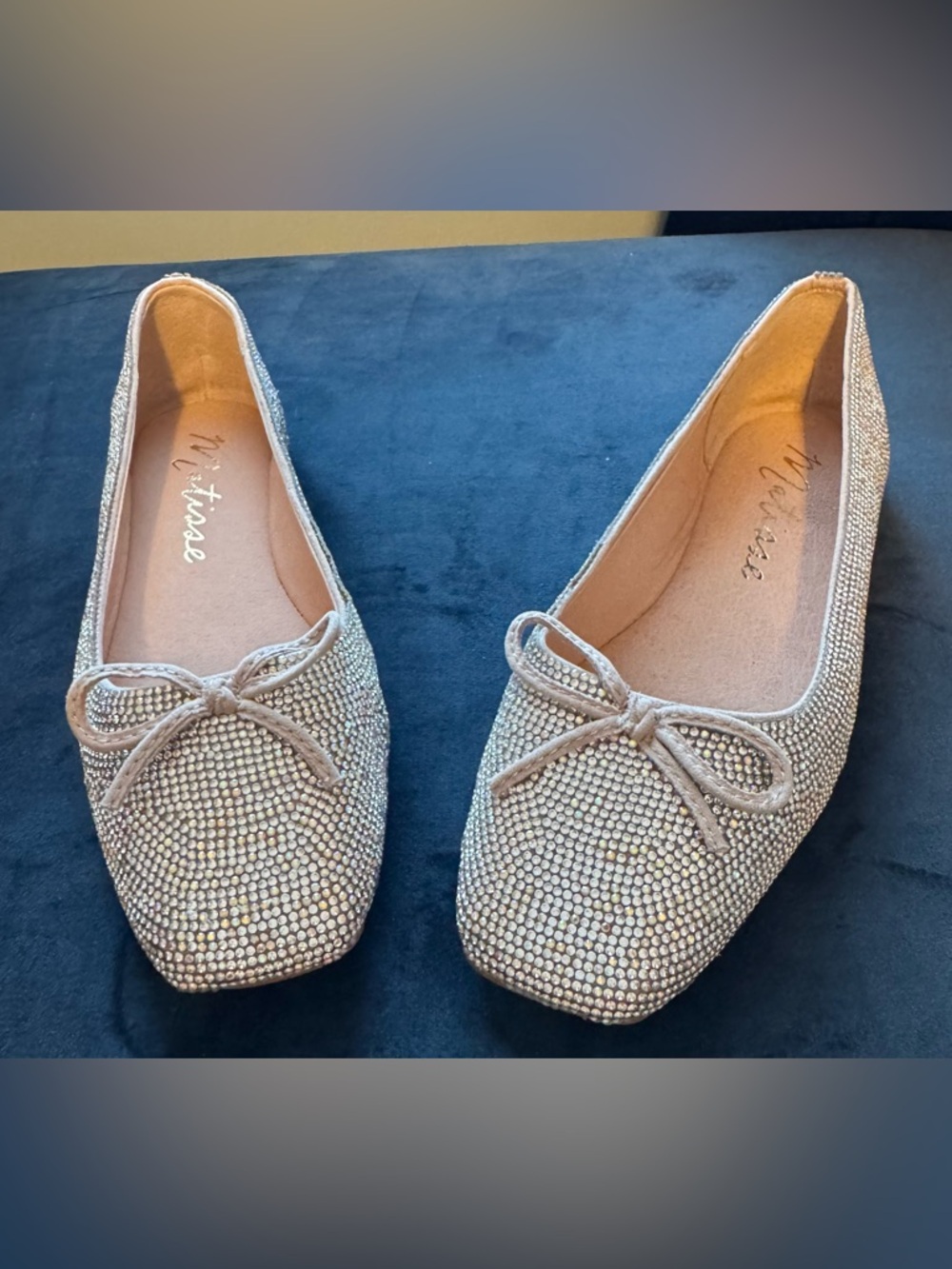 Metallic Crystal Embellished Ballet Flats - Women's Multi-color